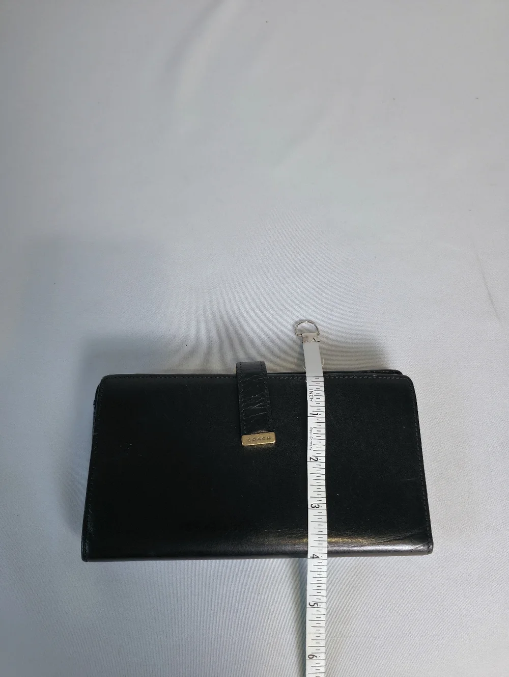 Vintage Coach Lexington Long Wallet Black Water Buffalo Leather Brass Kisslock - Picture 6 of 6